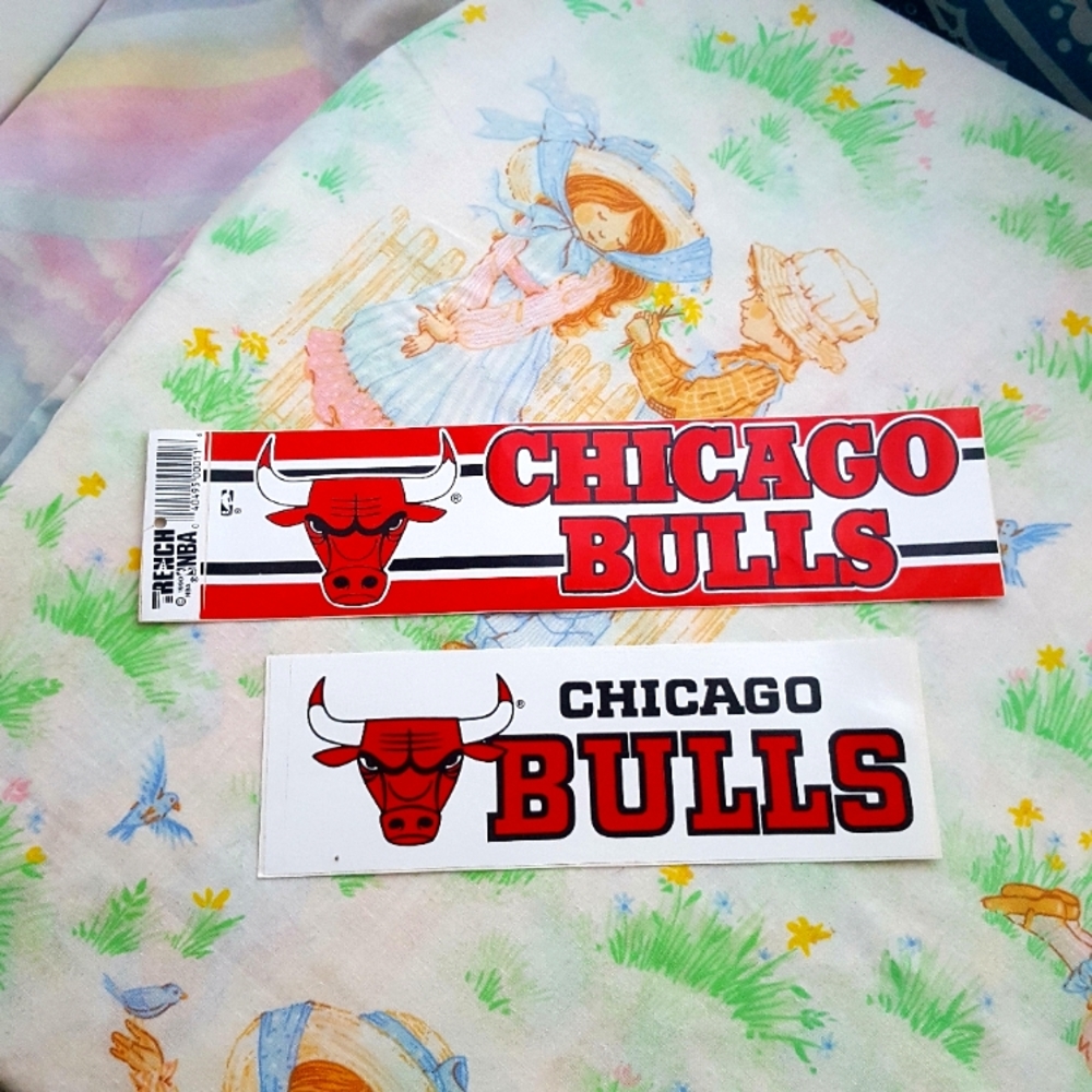 2 Vtg 90s Chicago Bulls Bumper Stickers